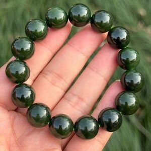 13.5mm stretchable high quality green jade bracelet 1172